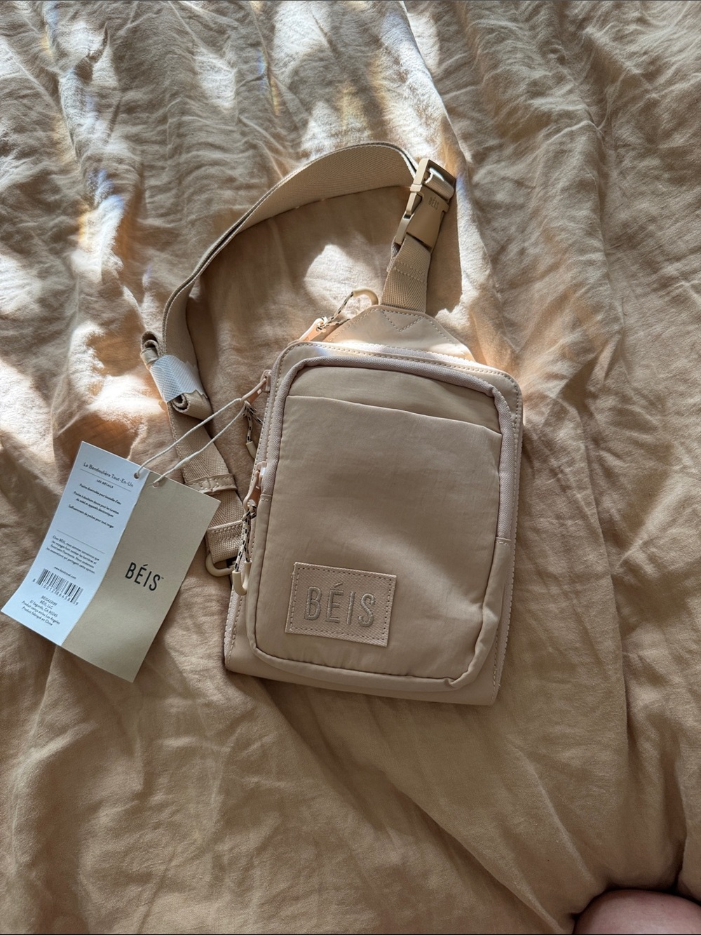 BÉIS Beige/Blush Crossbody Sling Bag with Front Pocket